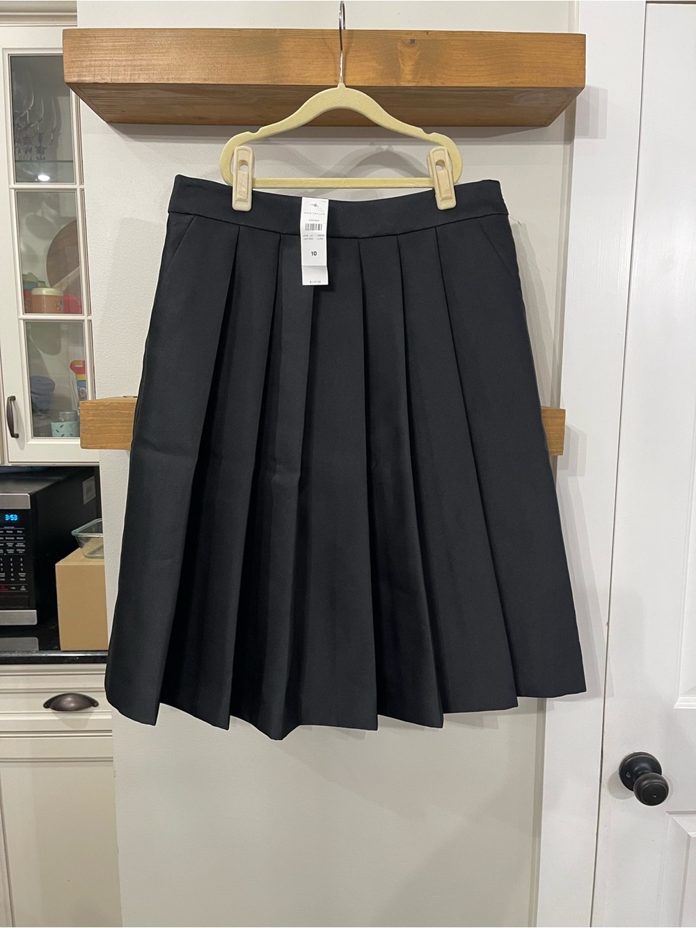 Ann Taylor Black Pleated A-Line Skirt